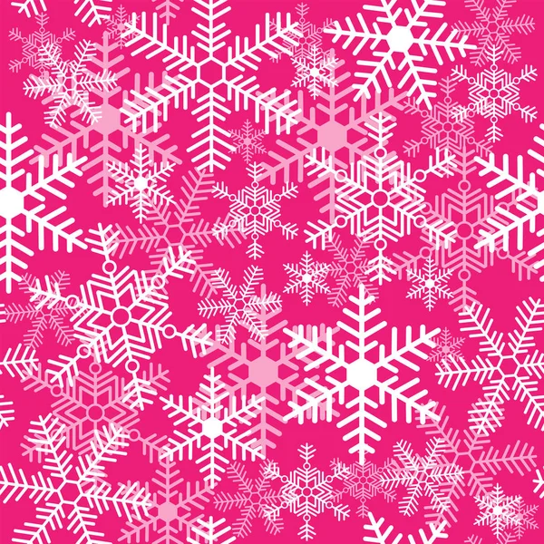 Seamless Texture Snowflakes Pink Background — Stock Vector