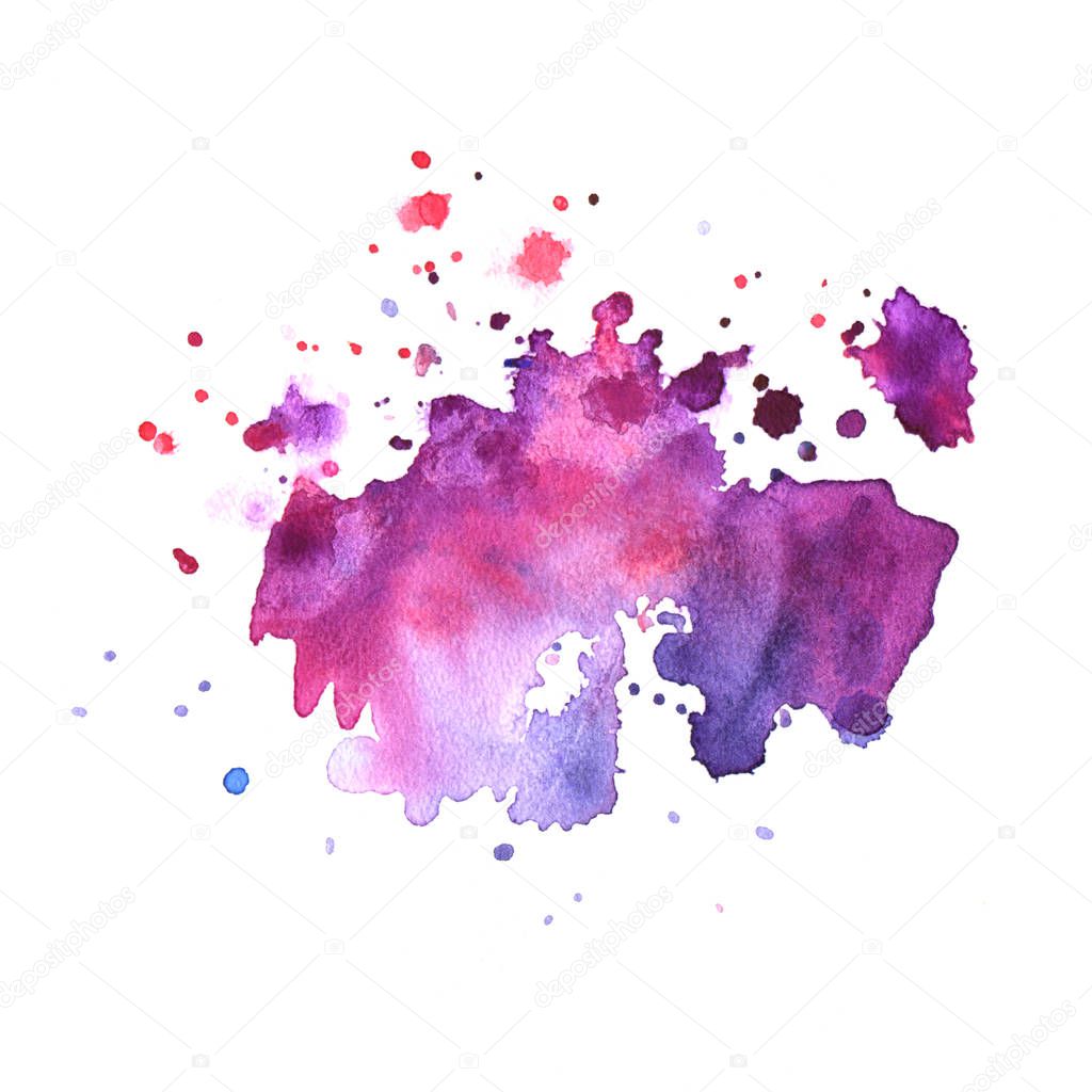 A bright violet formless watercolor blot silhouette 