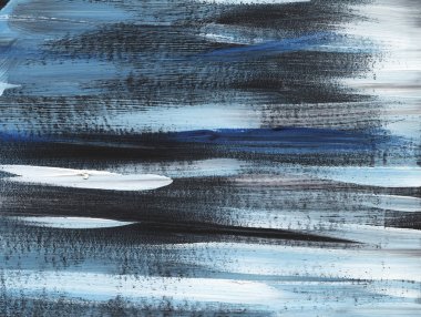 Bir tonda kağıt üzerinde yumuşak fırça gri, siyah, beyaz mavi çizgili grange arka plan el boyalı. 