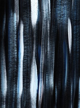 Bir tonda kağıt üzerinde yumuşak fırça gri, siyah, mavi çizgili grange arka plan el boyalı.