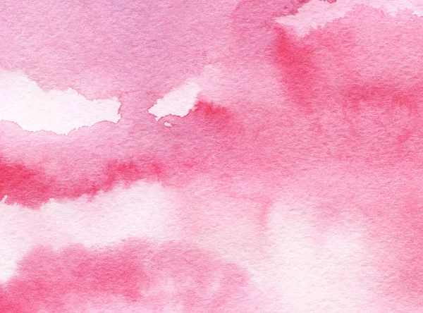 Renkli arka suluboya plan. Pembe, günbatımı, gündoğumu gökyüzü. Elle çizilmiş bir ıslak kağıt üzerinde.