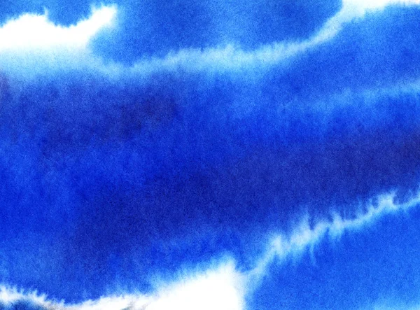 Abstrakt blå bakgrund. Handritad med akvarell på en våt texturerat papper illustration. — Stockfoto
