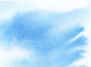 Suluboya arka plan. Suluboya mavi gökyüzü. Elle çizilmiş dokulu kağıt çizimde