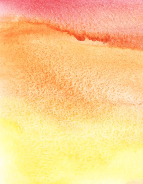 水彩の抽象的な背景。ピンクから黄色へのグラデーション。質感の紙に描かれた手 — ストック写真