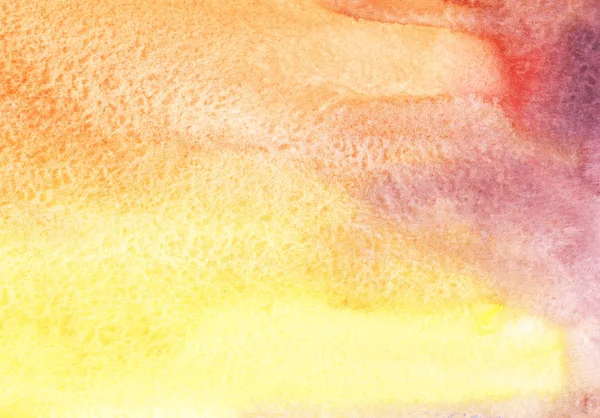 Fondo de acuarela abstracto. Gradiente saturado de púrpura a amarillo. Mano dibujada sobre un papel texturizado — Foto de Stock