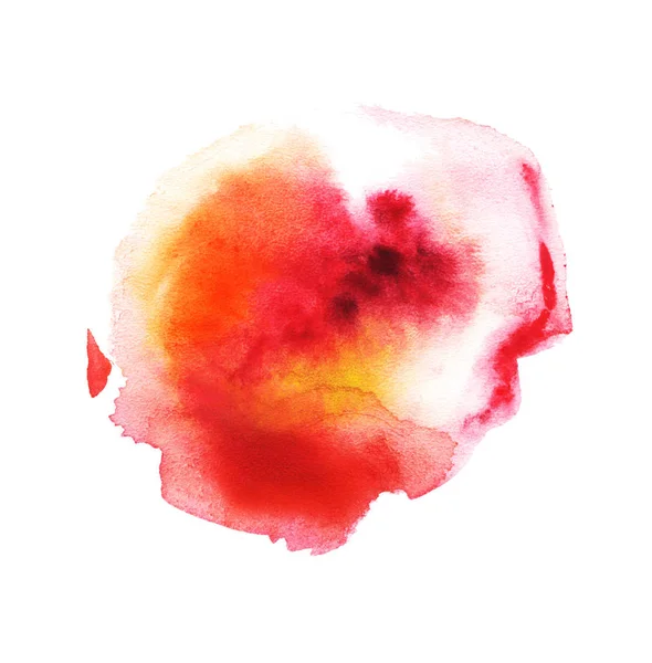 Abstrakt Akvarell Färgglada Blots Röd Orange Gul Rosa Isolerad Vit — Stockfoto