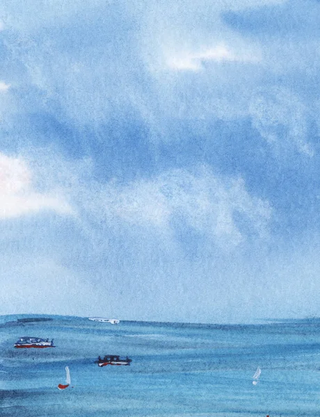 Soyut suluboya manzara. El boyalı arka plan illüstrasyon