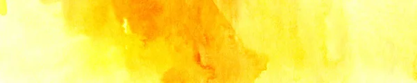 Textura do papel, matizado com manchas claras e profundas de aquarela amarela. Formato da bandeira — Fotografia de Stock
