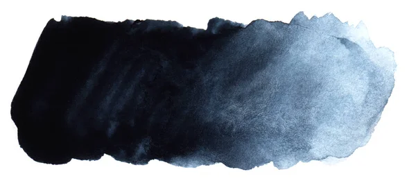 Fundo do título abstrato. Uma mancha oblonga sem forma de cor preta azul. Gradiente do escuro para a luz. ilustração aquarela desenhada à mão em papel de textura. isolado em branco — Fotografia de Stock