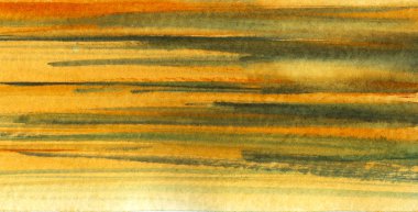 Soyut suluboya arka plan. Çok renkli çizgiler ve sarı, turuncu, gri ve turkuaz tonları desenleri renk geçişi olarak görülüyor. Kağıt dokusu ile el yapımı fırça darbesi boyama.