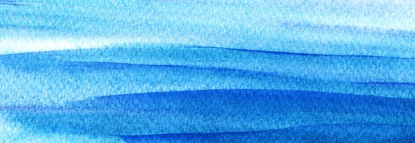 Fundo aquarela abstrato sobre papel de textura. Superfície de água azul-turquesa. Linhas suaves de tons azuis. cores saturadas. ilustração aquarela desenhada à mão . — Fotografia de Stock
