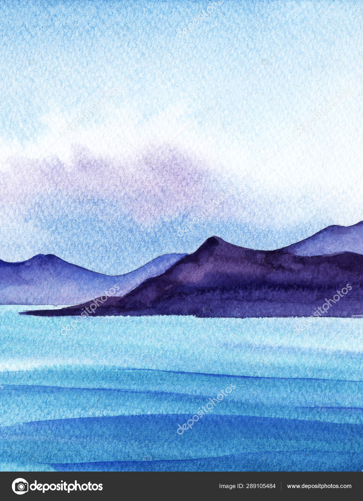 Mountain Landscape Lake Van Dark Silhouettes Of Mountain Chains Behind The Water Surface Turquoise Water Blue Sky With Clouds Hand Drawn Watercolor Illustration On Texture Paper Stock Photo Image By C Jolly Oly