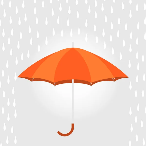 Orange Umbrella Rain Flat Vector — Stock Vector