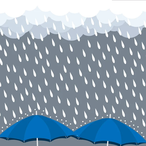 Paraguas Lluvia Fuerte Gota Nube Vector — Vector de stock