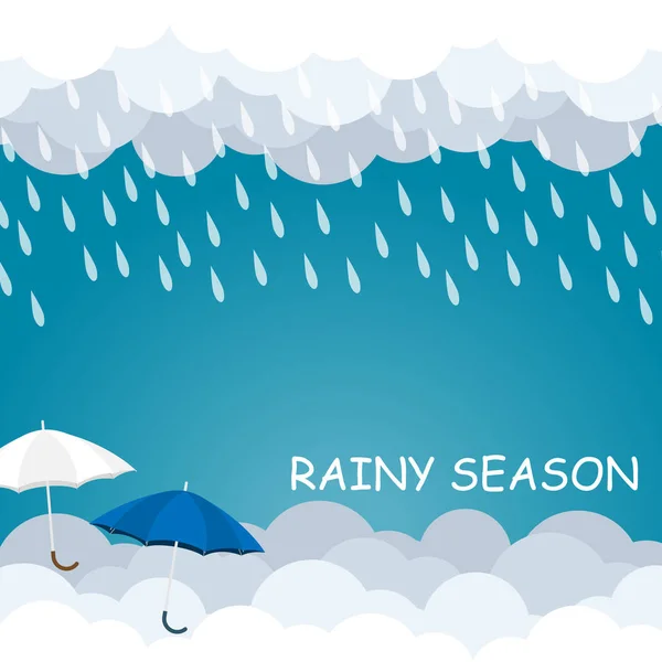 Сезон Дощів Парасолька Плаває Небі Вектор — стоковий вектор