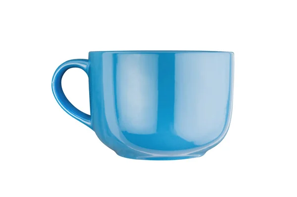 Tasse Céramique Bleue Unique Pour Boissons Autres Produits Liquides Isolés — Photo