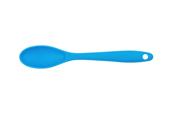 Blue Rubber Silicone Spoon Plastic Handle Confectionery Isolated White Background — Stock Photo, Image