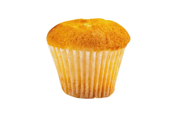 Muffin Entero Horneado Sin Crema Forma Papel Aislado Sobre Fondo — Foto de Stock