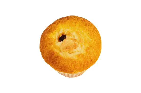 Whole Baked Muffin Cream Paper Form Isolated White Background Top — 스톡 사진