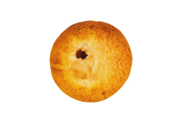 Hela Bakad Muffin Med Grädde Pappersform Isolerad Vit Bakgrund Ovanifrån — Stockfoto