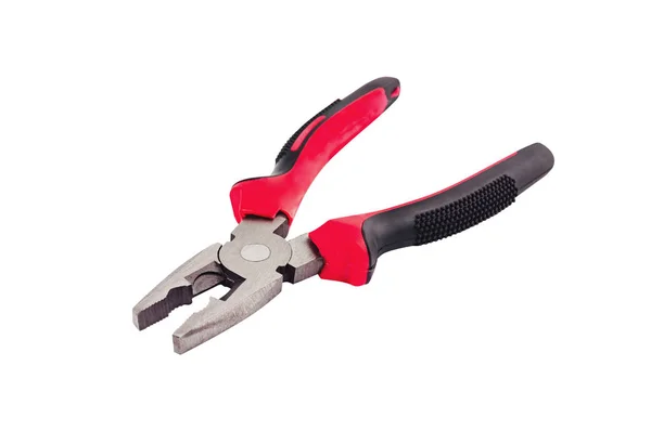 One New Metal Pliers Rubber Handles Black Red Color Isolated — Stock Photo, Image