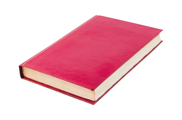Jeden Czerwony Kolor Starej Pustej Książki Hardcover Izolowane Białym Tle — Zdjęcie stockowe