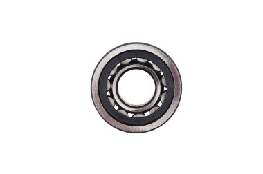 Beyaz arka plan üzerinde izole topları ile tek metal daire yatak. Üstte görüntü