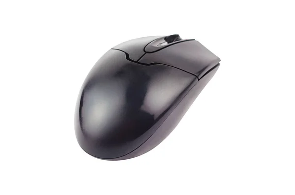 Mouse Ottico Plastica Colore Nero Personal Computer Notebook Isolato Sfondo — Foto Stock