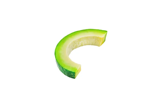 Ein Stück Grüne Frische Rohe Avocado Ohne Kernel Isoliert Auf — Stockfoto