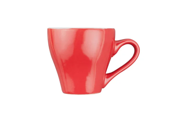 Красная Керамическая Чашка Напитков Других Жидких Продуктов Белом Фоне — стоковое фото