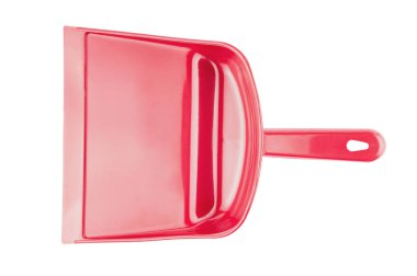 Gölge olmadan beyaz arka planda izole çöp için kırmızı plastik kepçe
