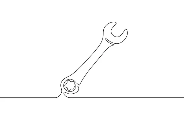 Ein Mechanischer Schraubenschlüssel Für Muttern Die Einer Durchgehenden Linie Schwarz — Stockvektor