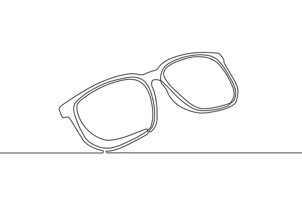 白い背景に隔離された連続的な1線スタイルで描かれたフレームを持つ単一の光学メガネまたはサングラス 黒い輪郭 自己描画 — ストックベクタ