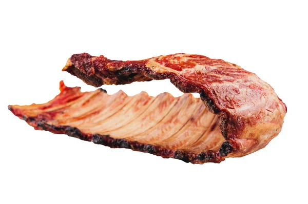 Big Piece Smoked Pork Ribs Isolated White Background Shadow — ストック写真