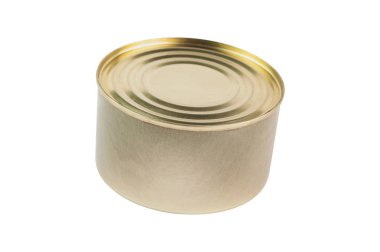 Kapalı metal olabilir konserve gıda, balık, tahıl veya et gölge olmadan beyaz arka planda izole