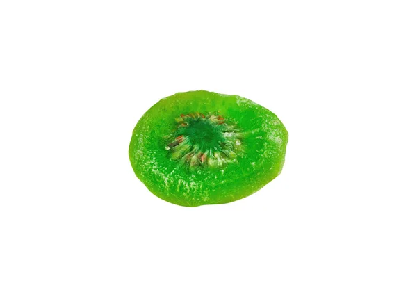 Шматок Нарізаного Сушеного Зеленого Ківі Ізольовано Білому Тлі — стокове фото