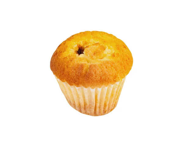 Muffin Entero Horneado Sin Crema Forma Papel Aislado Sobre Fondo —  Fotos de Stock
