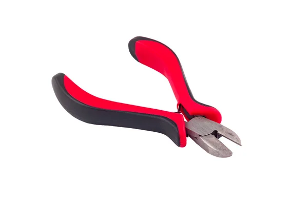 Nippers Cutting Wire Red Black Plastic Rubber Handles Isolated White — Stockfoto