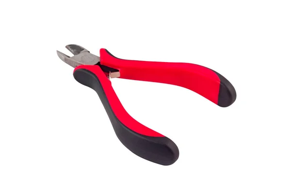 Nippers Cutting Wire Red Black Plastic Rubber Handles Isolated White — Stock Photo, Image