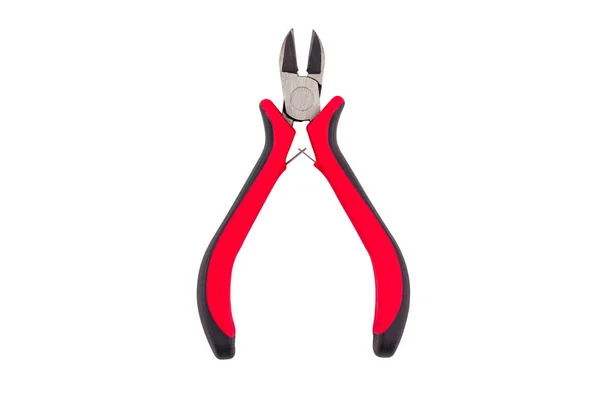 Nippers Cutting Wire Red Black Plastic Rubber Handles Isolated White — Stockfoto