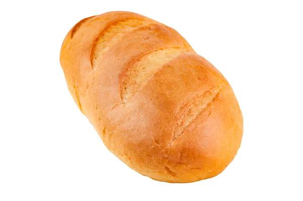 Laib Frisches Knuspriges Brot Isoliert Auf Weißem Hintergrund Ohne Schatten — Stockfoto