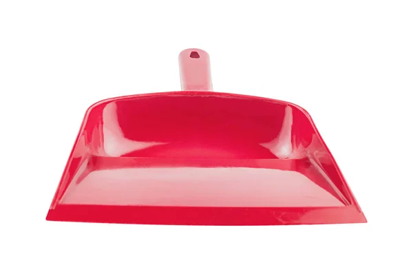 红色塑料勺用于在白色背景上隔离的垃圾 无阴影 — 图库照片