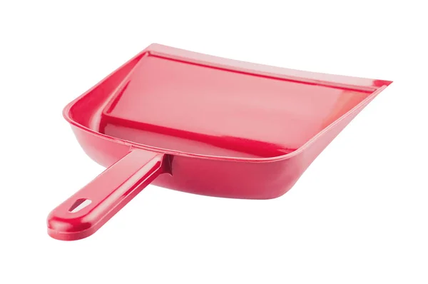 红色塑料勺用于在白色背景上隔离的垃圾 无阴影 — 图库照片