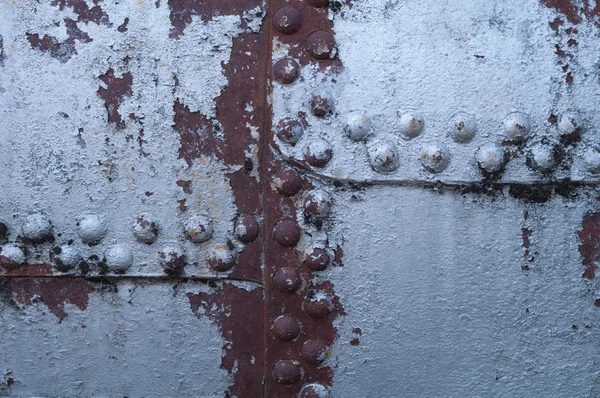 Antiguo Fondo Metálico Oxidado Remachado —  Fotos de Stock