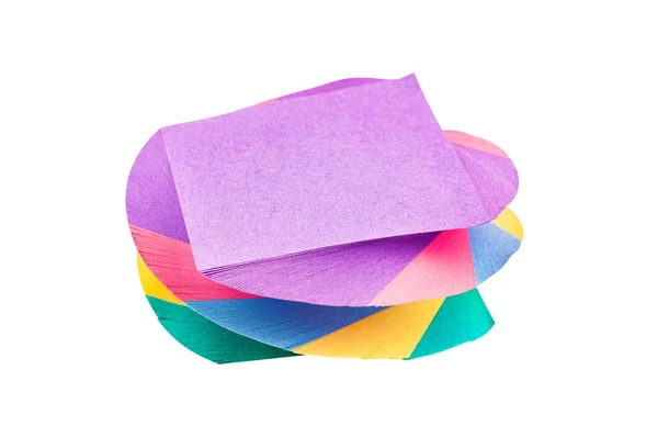 Satz Von Mehrfarbigen Klebrigen Quadratischen Papierbögen Form Einer Spirale Isoliert — Stockfoto