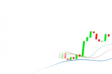 Dijital ekranda beyaz arka plan üzerinde borsa mum grafik grafiği