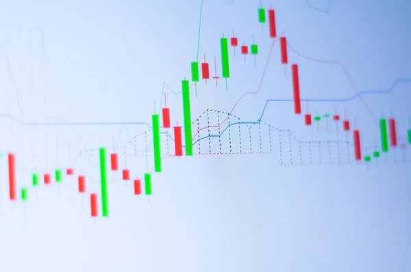 Γράφημα Του Διαγράμματος Κεριών Της Χρηματιστηριακής Αγοράς Στην Ψηφιακή Οθόνη — Φωτογραφία Αρχείου