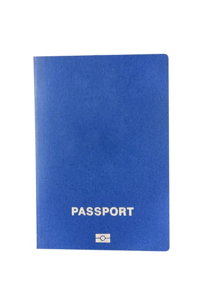 影のない白い背景に隔離された市民の青い空の生体認証外国パスポート — ストック写真