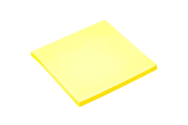 一个空白方形黄色贴纸隔离在白色背景上 — 图库照片