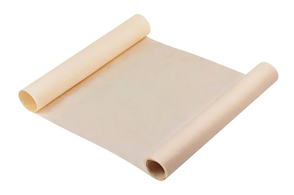 Beyaz Arka Plan Üzerinde Izole Kahverengi Fırın Kağıt Bir Rulo — Stok fotoğraf